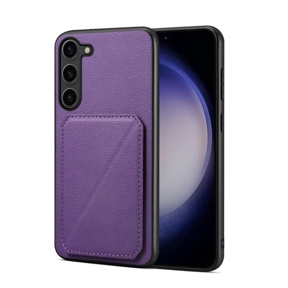 Per Samsung Galaxy S23 FE 5G D04 Custodia per telefono con doppio slot per scheda texture vitello (viola)