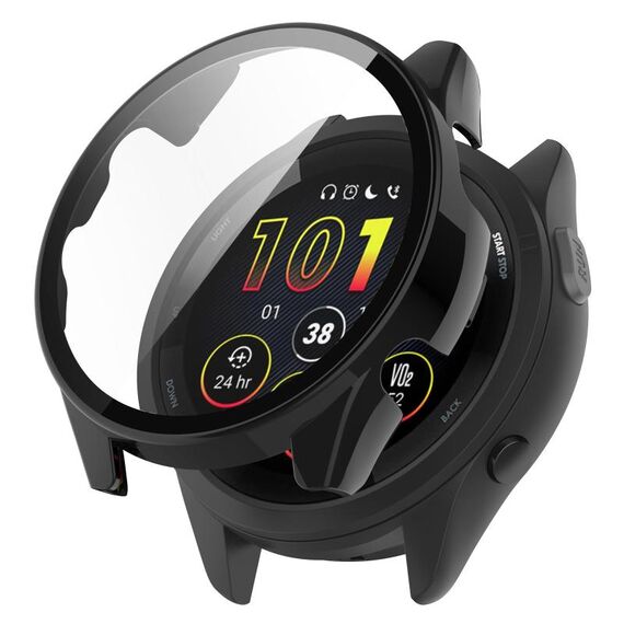 Per Garmin Forerunner 165/165 Music PC + custodia protettiva per orologio integrata con pellicola temperata (nera)