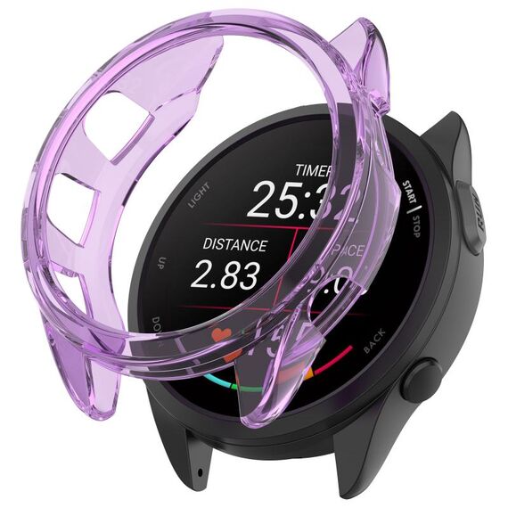 Per Garmin Forerunner 165/165 Music Half Pack Custodia protettiva per orologio in TPU cavo (viola trasparente)