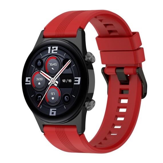 Per Honor Watch GS 4 cinturino in silicone con fibbia in acciaio inossidabile a strisce (rosso)