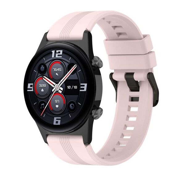 Per Honor Watch GS 4 cinturino in silicone con fibbia in acciaio inossidabile a strisce (rosa chiaro)
