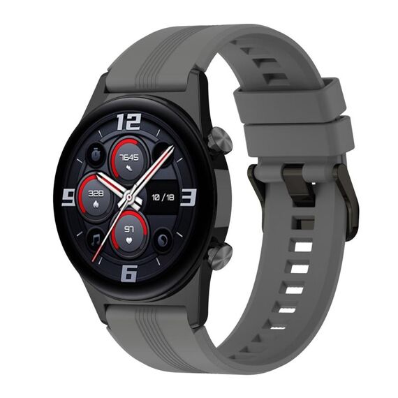 Per Honor Watch GS 4 cinturino in silicone con fibbia in acciaio inossidabile a strisce (grigio scuro)