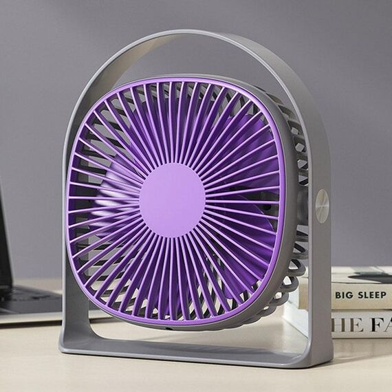 Leggero ventilatore da tavolo con ricarica USB, luce notturna, piccolo ventilatore multifunzionale da esterno per ufficio estivo per studenti (viola)