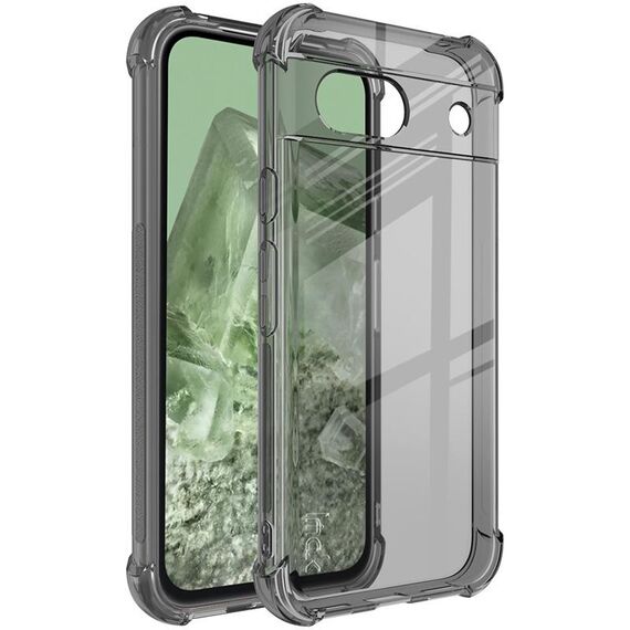 Custodia per telefono in TPU con airbag antiurto imak per Google Pixel 8a (nero trasparente)