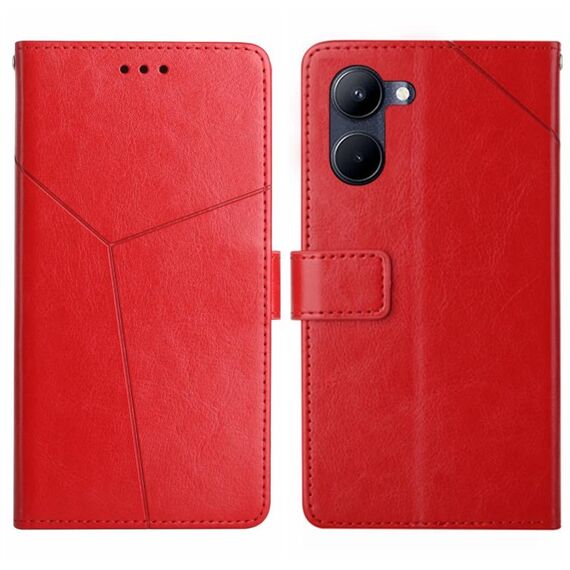 Custodia per cellulare in pelle con motivo a Y per vivo Y03 4G HT01 (rossa)