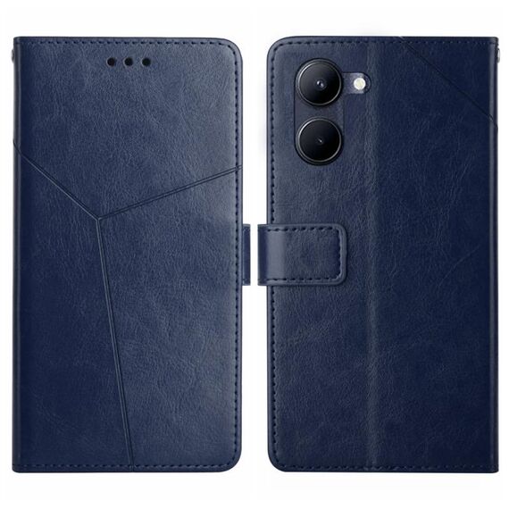 Per vivo Y03 4G HT01 Custodia per cellulare in pelle con motivo a Y (blu)