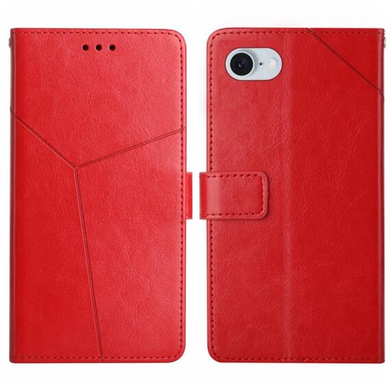 Custodia per cellulare in pelle con motivo a forma di Y per iPhone SE 2024 HT01 (rossa)