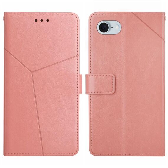Custodia per cellulare in pelle con motivo a Y per iPhone SE 2024 HT01 (rosa)