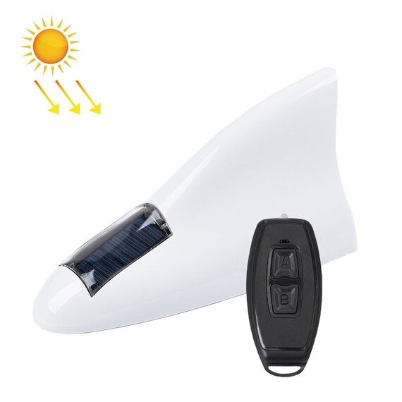 Segnale di telecomando solare Radio Antenna con pinna di squalo Spia anti-coda sul tetto(Bianco)