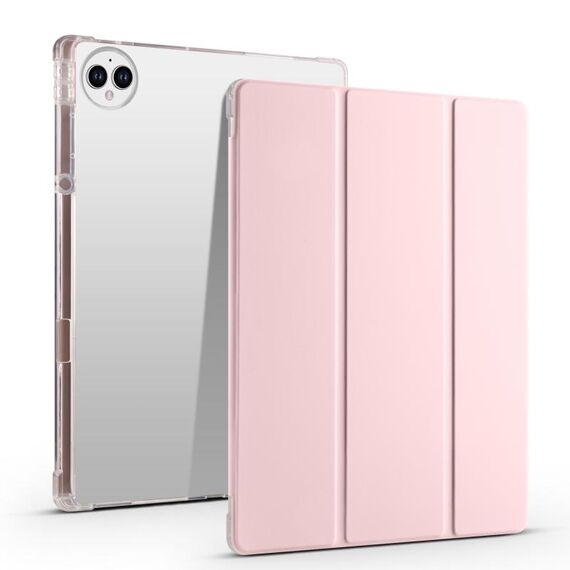 Per vivo Pad3 Pro Custodia tablet in pelle Smart TPU trasparente 3 pieghevole con slot per penna (rosa)