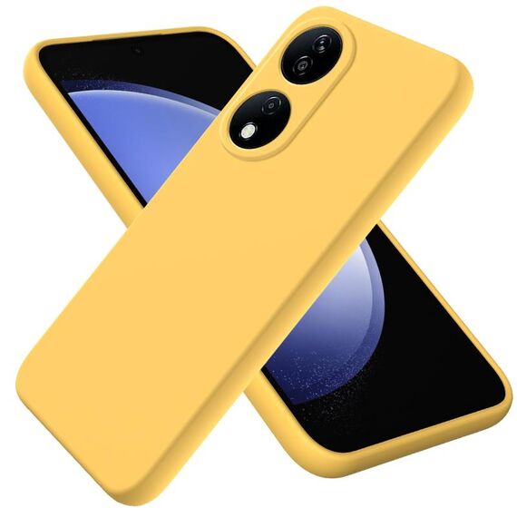 Custodia per telefono antiurto in silicone liquido Smart Pure Color per Honor 90 (gialla)