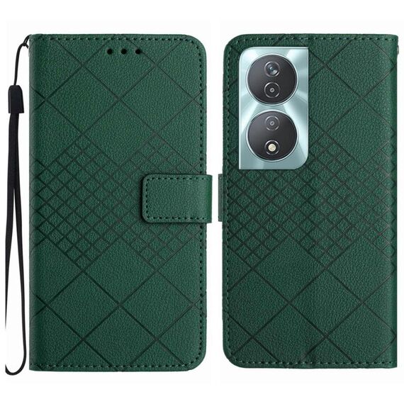 Custodia per telefono in pelle con texture Smart Rombica per Honor 90 (verde)