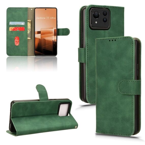 Custodia per telefono in pelle con vibrazione magnetica Ultra Skin Feel per ASUS Zenfone 11 (verde)