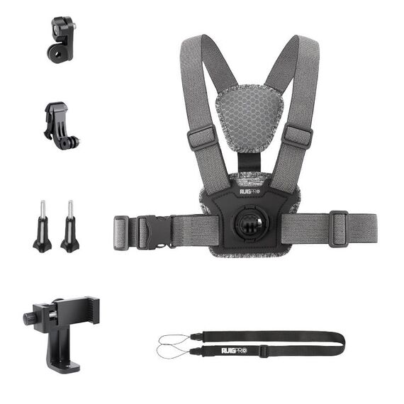 6 in 1 Morsetto per telefono 360 Supporto per corpo regolabile Cintura toracica con supporto e vite (grigio)