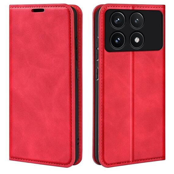 Per Xiaomi Redmi K70 Custodia per telefono in pelle con aspirazione magnetica retro-skin (rossa)
