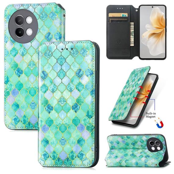 Per vivo S18e CaseNeo Custodia per telefono in pelle magnetica colorata (Smeraldi)