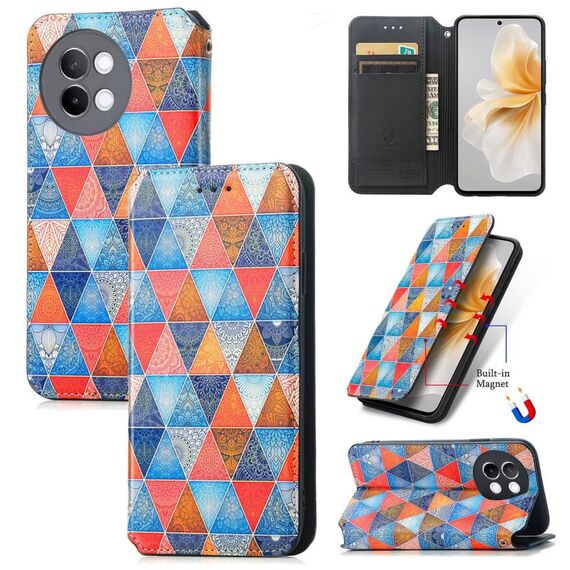 Per vivo S18e CaseNeo Custodia per telefono in pelle magnetica colorata (rombo mandala)