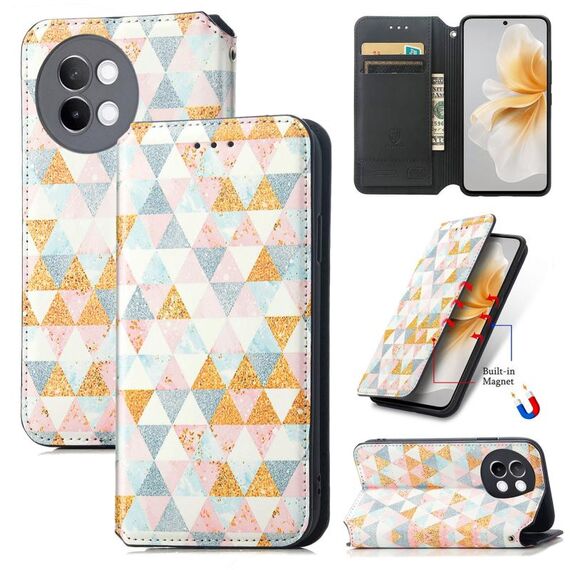 Per vivo S18e CaseNeo Custodia per telefono in pelle magnetica colorata (rombo)