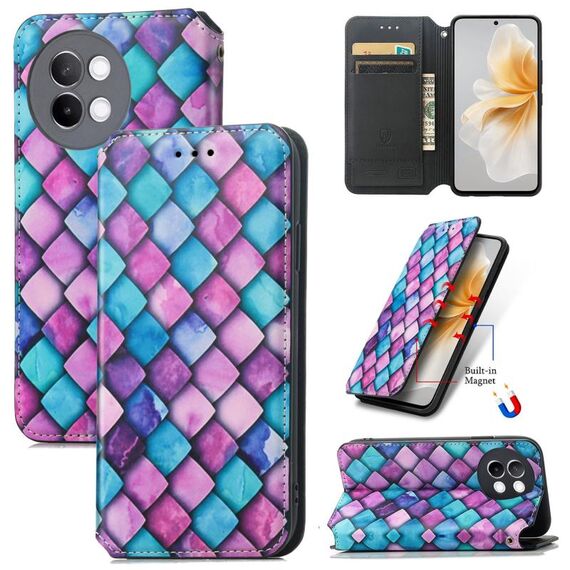 Per vivo S18e CaseNeo Custodia per telefono in pelle magnetica colorata (squame viola)
