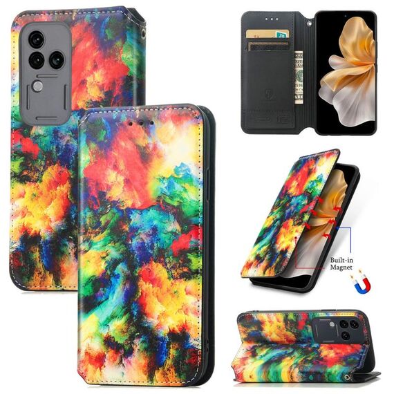 Per vivo S18 Pro CaseNeo Custodia per telefono in pelle magnetica colorata (Nuvola colorata)