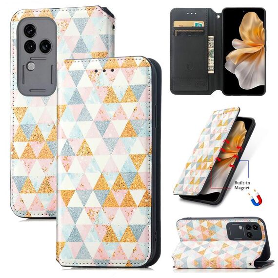 Per vivo S18 Pro CaseNeo Custodia per telefono in pelle magnetica colorata (rombo)