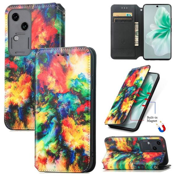 Per vivo S18 CaseNeo Custodia per telefono in pelle magnetica colorata (Nuvola colorata)