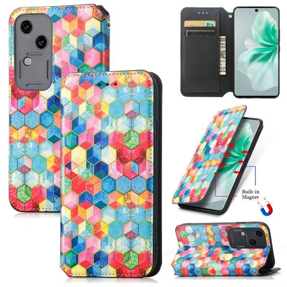 Per vivo S18 CaseNeo Custodia per telefono in pelle magnetica colorata (Magic Space)