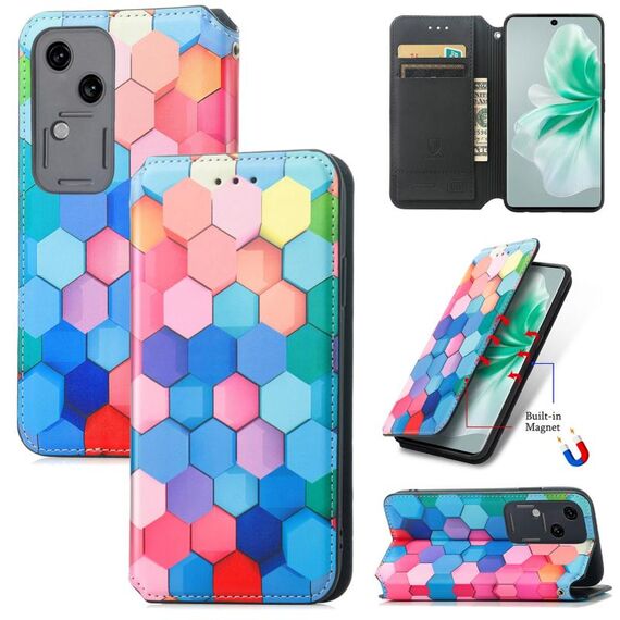 Per vivo S18 CaseNeo Custodia per telefono in pelle magnetica colorata (cubo colorato)