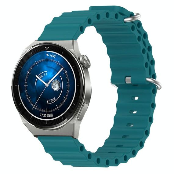 Per Huawei Watch GT3 Pro 46mm 22mm Cinturino in silicone a tinta unita stile oceano (verde)