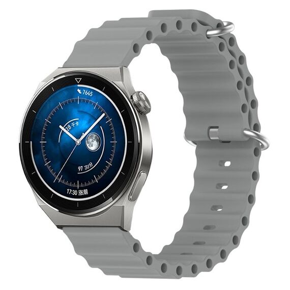 Per Huawei Watch GT3 Pro 46mm 22mm Cinturino in silicone a tinta unita stile oceano (grigio)