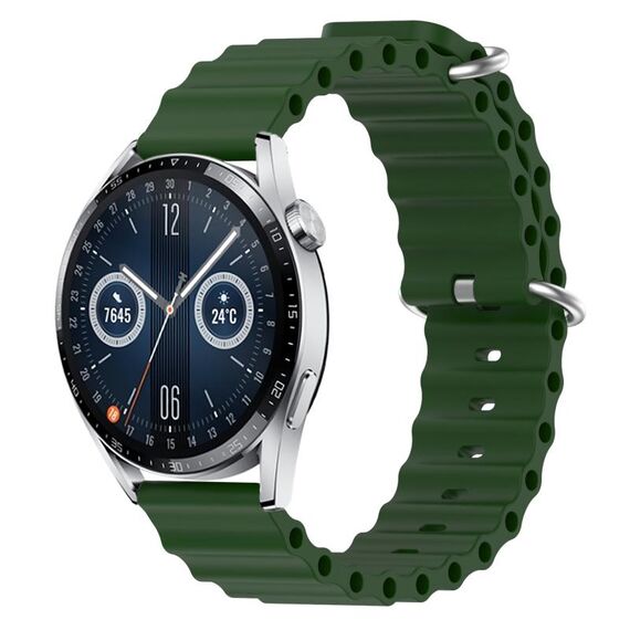 Per Huawei Watch GT3 46mm 22mm Cinturino in silicone a tinta unita stile oceano (verde militare)
