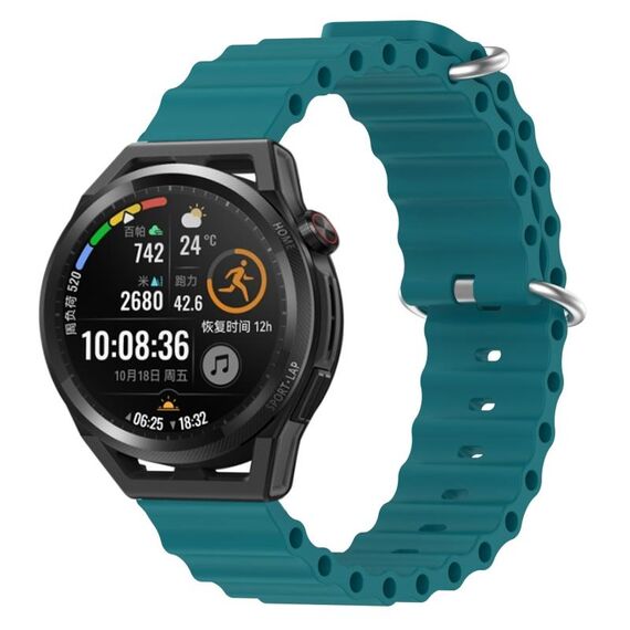 Per Huawei Watch GT Runner 22mm Cinturino in silicone a tinta unita stile oceano (verde)