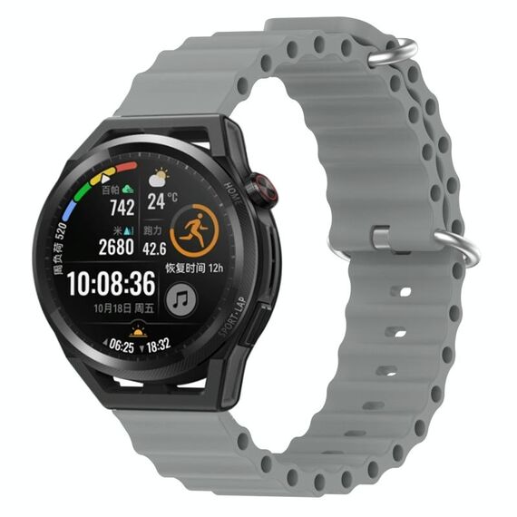 Per Huawei Watch GT Runner 22mm Cinturino in silicone a tinta unita stile oceano (grigio)
