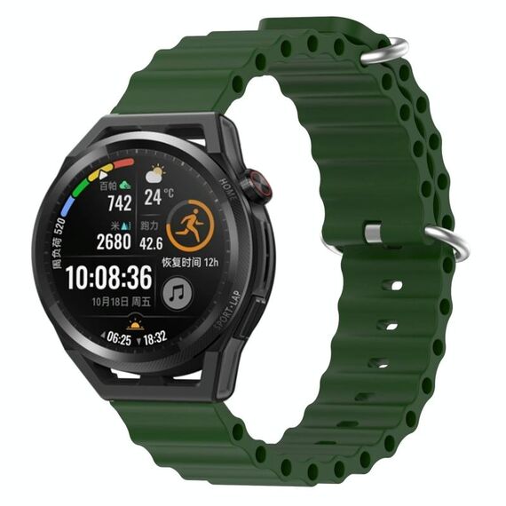 Per Huawei Watch GT Runner 22mm Cinturino in silicone a tinta unita stile oceano (verde militare)