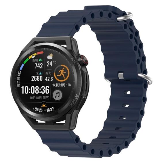 Per Huawei Watch GT Runner 22mm Cinturino in silicone a tinta unita stile oceano (blu scuro)
