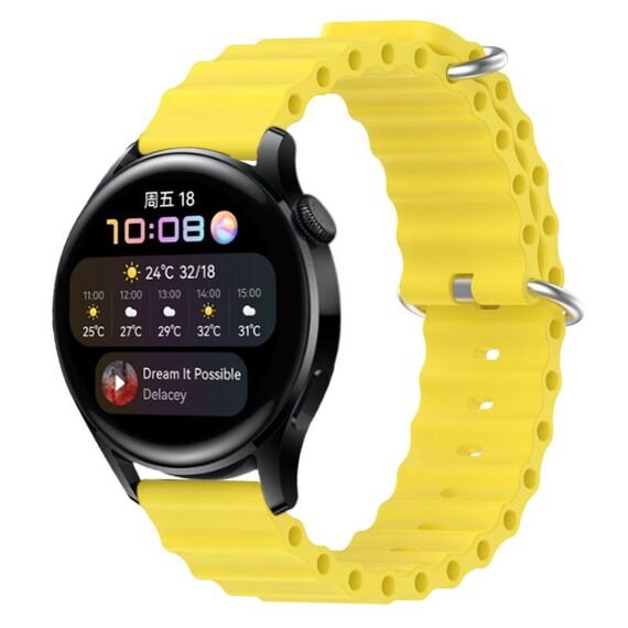 Per Huawei Watch 3 22mm Cinturino in silicone a tinta unita stile oceano (giallo)