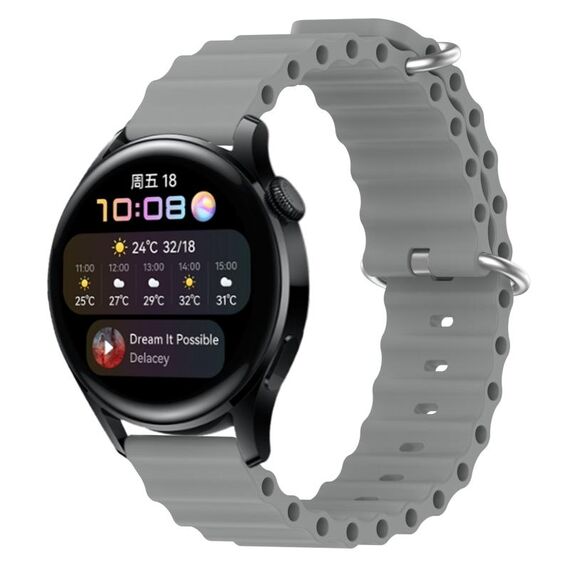 Per Huawei Watch 3 22mm Cinturino in silicone a tinta unita stile oceano (grigio)