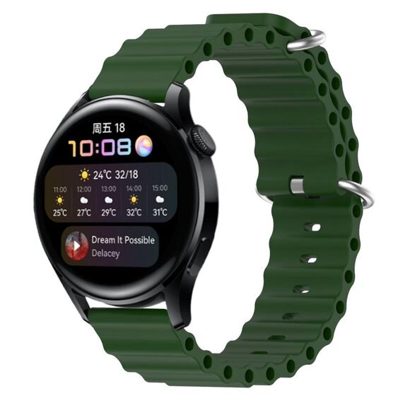 Per Huawei Watch 3 22mm Cinturino in silicone a tinta unita stile oceano (verde militare)