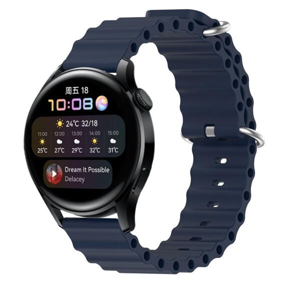Per Huawei Watch 3 22mm Cinturino in silicone a tinta unita stile oceano (blu scuro)