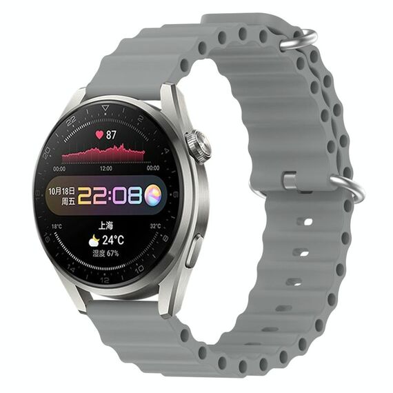 Per Huawei Watch 3 Pro 22mm Cinturino in silicone a tinta unita stile oceano (grigio)