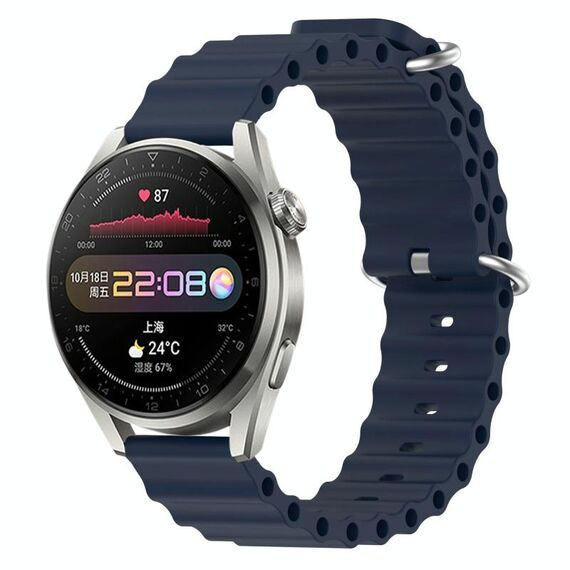 Per Huawei Watch 3 Pro 22mm Cinturino in silicone a tinta unita stile oceano (blu scuro)