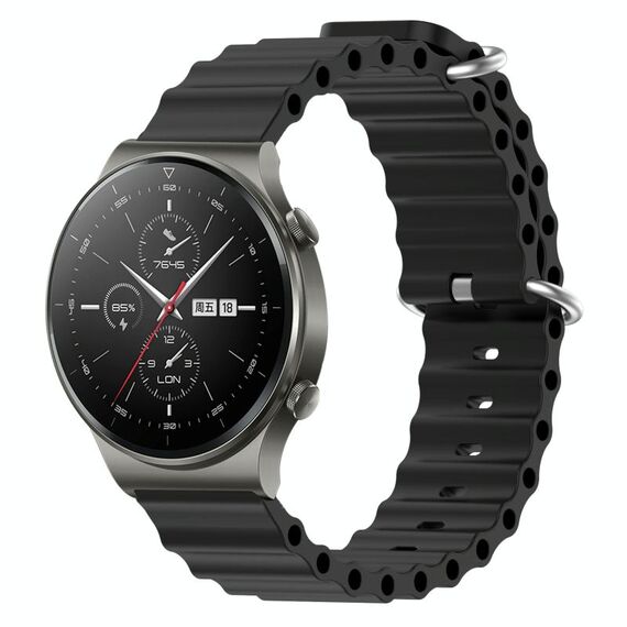 Per Huawei GT2 Pro 22mm Cinturino in silicone a tinta unita stile oceano (nero)