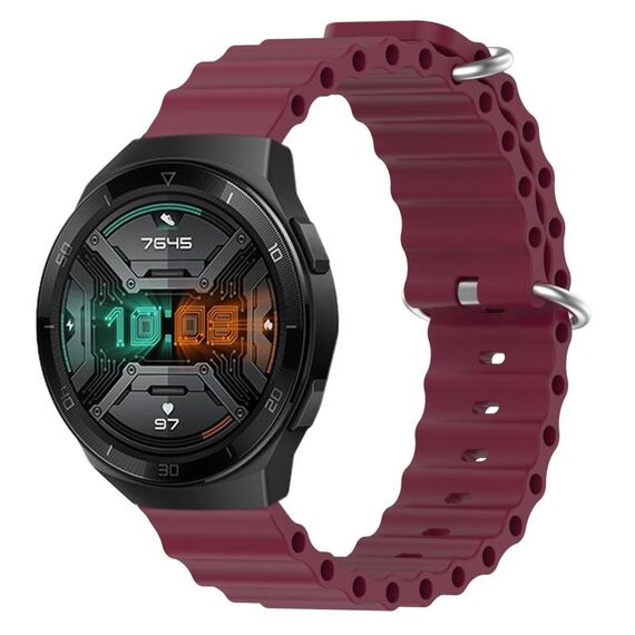 Per Huawei Watch GT 2E 22mm Cinturino in silicone a tinta unita stile oceano (rosso vino)