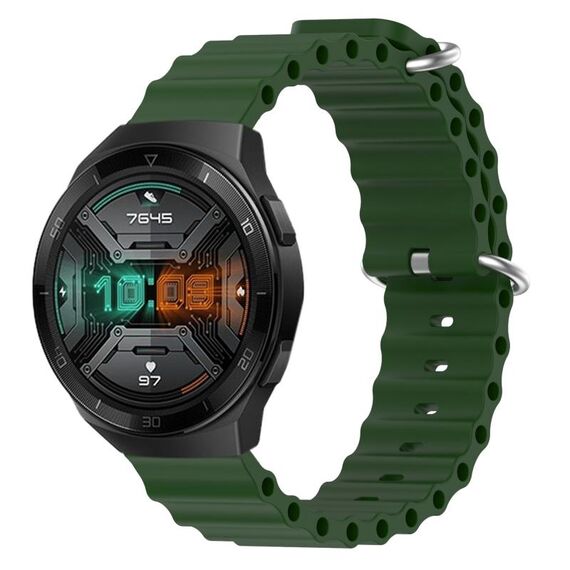 Per Huawei Watch GT 2E 22mm Cinturino in silicone a tinta unita stile oceano (verde militare)
