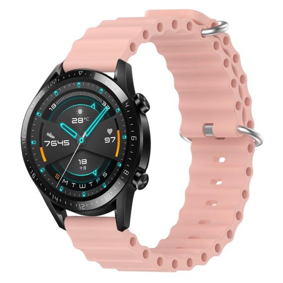 Per Huawei GT2 46mm 22mm Cinturino in silicone a tinta unita stile oceano (rosa)