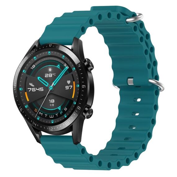 Per Huawei GT2 46mm 22mm Cinturino in silicone a tinta unita stile oceano (verde)