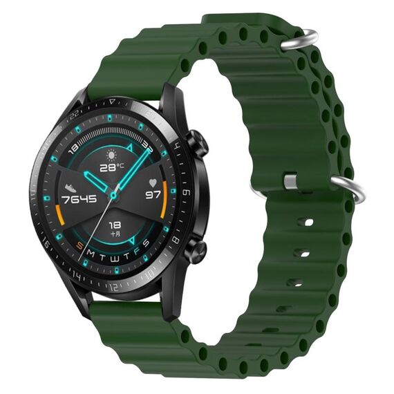 Per Huawei GT2 46mm 22mm Cinturino in silicone a tinta unita stile oceano (verde militare)