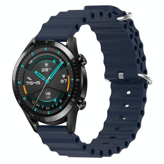 Per Huawei GT2 46mm 22mm Cinturino in silicone a tinta unita stile oceano (blu scuro)