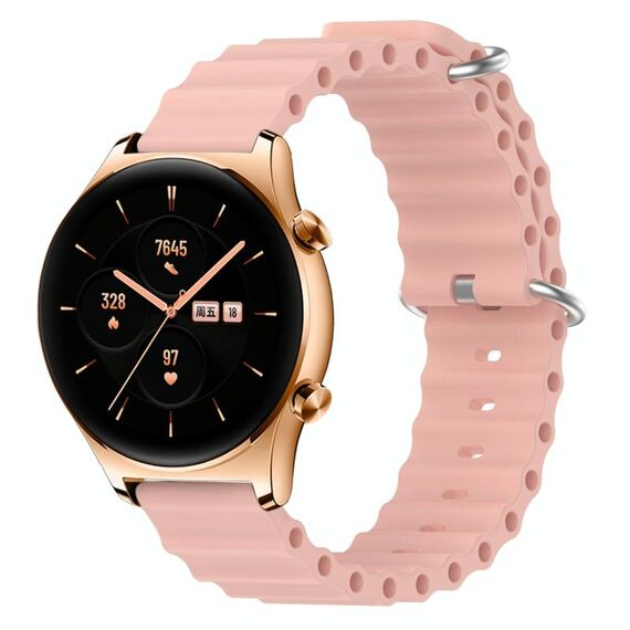 Cinturino per orologio For Honor Watch GS 3 22 mm in silicone a tinta unita stile oceano (rosa)