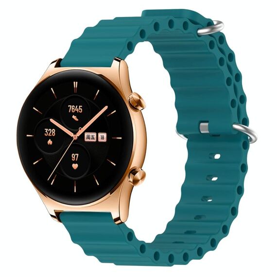 Cinturino per orologio For Honor Watch GS 3 22 mm in silicone a tinta unita stile oceano (verde)